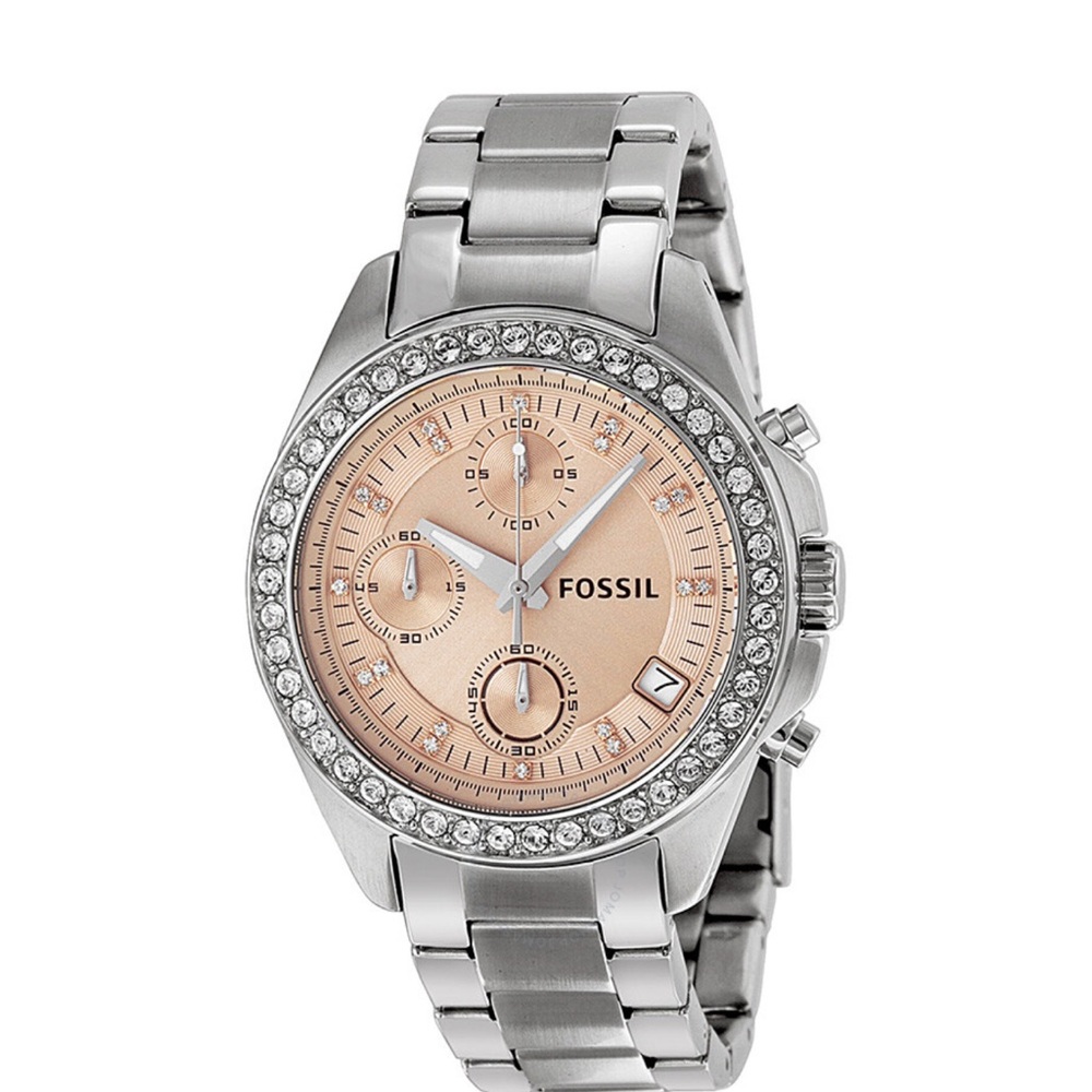 NWT FOSSIL Decker Chronograph Watch ES339 New Battery SS 8 inch